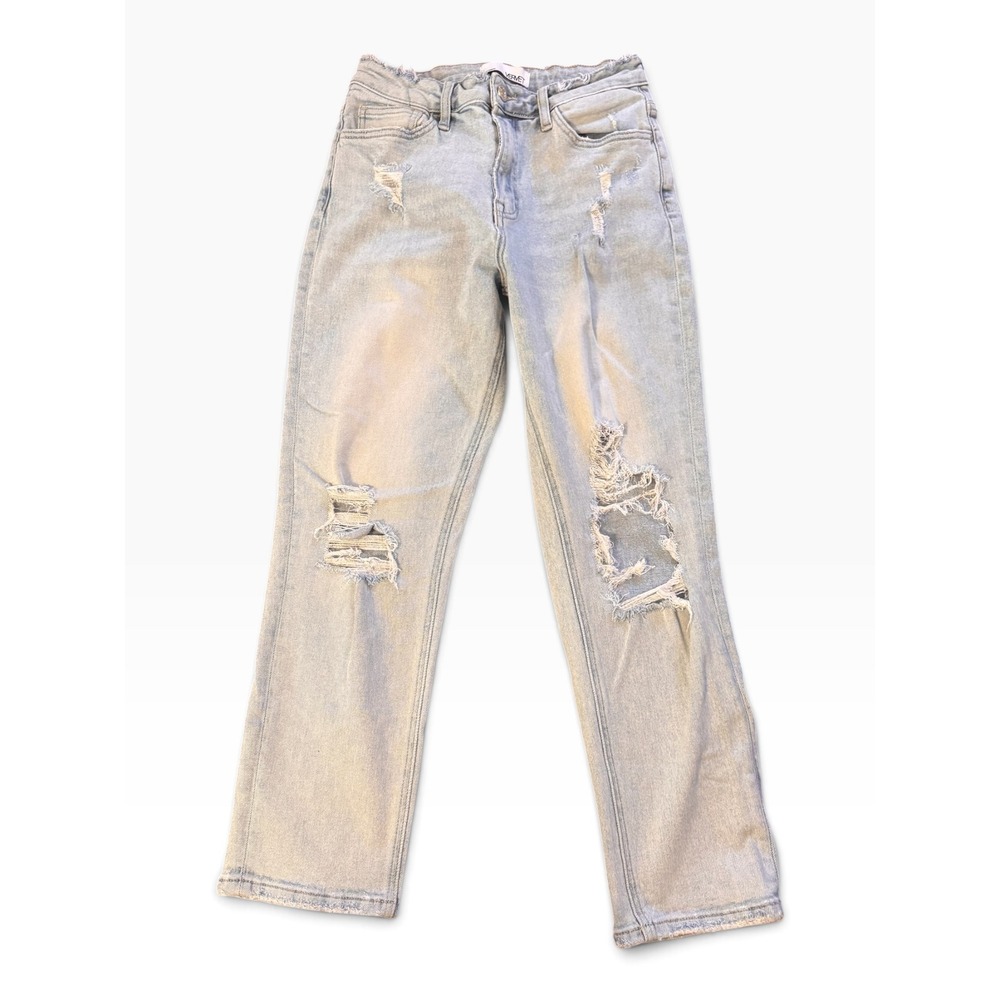 Vervet Light Wash Distressed Cropped Straight Leg Jeans Womens Sz 27